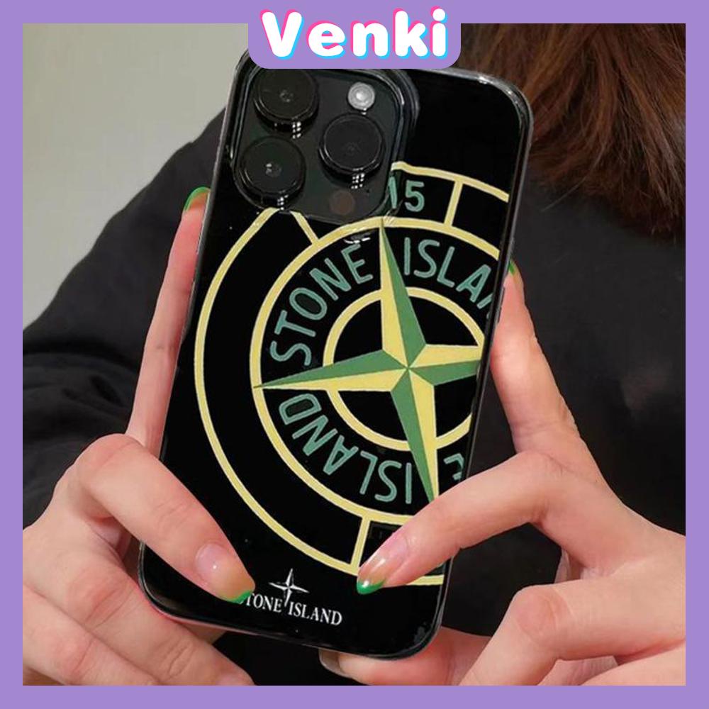 VENKI - Untuk iPhone 11 iPhone Case Hitam Glossy TPU Soft Case Tahan Guncangan Perlindungan Pompa Kamera Cute Cool Stone Island Kompatibel dengan iPhone 14 13 Pro max 12 Pro Max xr xs max 7 8