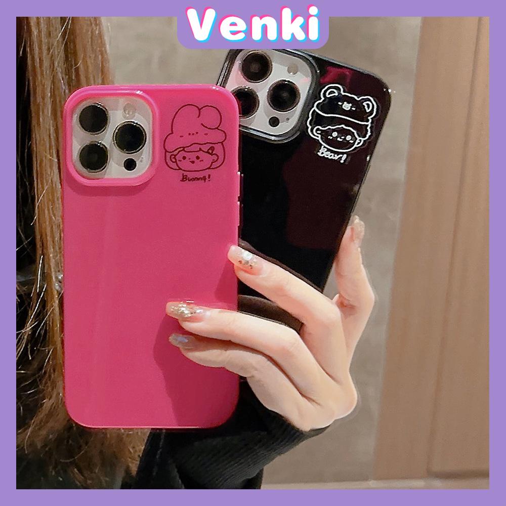 VENKI - Untuk iPhone 11 iPhone Case Hitam Merah Glossy TPU Soft Shell Tahan Guncangan Perlindungan Pompa Kamera Anak Laki-laki Sederhana Kompatibel dengan iPhone 14 13 Pro max 12 Pro Max xr xs max 7 8