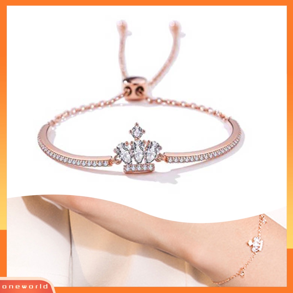 [ONE] Silverhoo Wanita Kalung Mahkota Cubic Zirconia Perhiasan Indah Semua Pertandingan Telinga Giwang Gelang Bangle Hadiah Perempuan