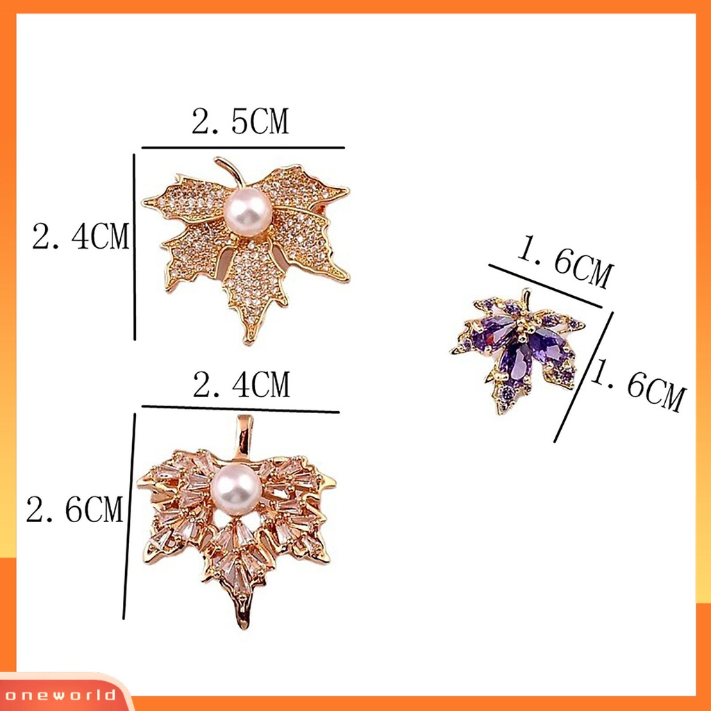 [ONE] Lencana Pin Temperamen Electroplating Berlian Imitasi Bentuk Geometris Hias Berdandan Tahan Karat Warna-Warni Cubic Zirconia Maple Daun Bros Aksesoris Pakaian