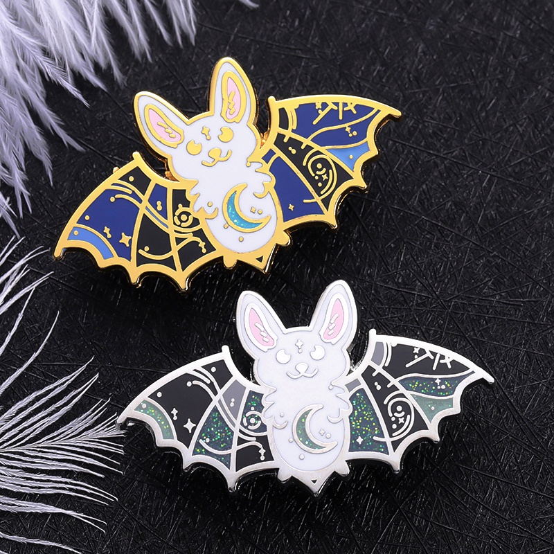 Kartun Sabit Kelelawar Mothman Enamel Keras Pin Goth Punk Kelelawar Hewan Bros Kerah Badge Halloween Perhiasan Hadiah Untuk Teman