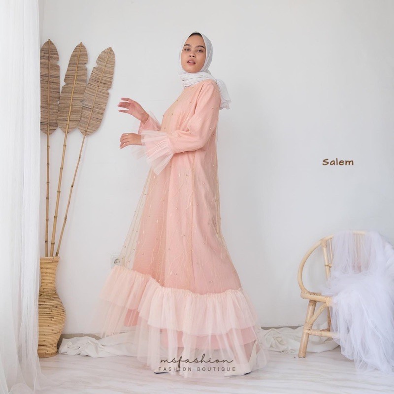 Ciara Maxi Dress/ dress Kondangan/ gamis tule/ pakaian muslim/ dress lebaran/ gamis lebaran/ gamis m