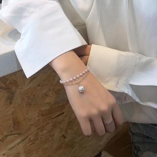 Influencer ns Double Layer Pearl Necklace Female Gaya Baru Cahaya Mewah Niche Sederhana Hip Hop Klavikula Rantai Kalung