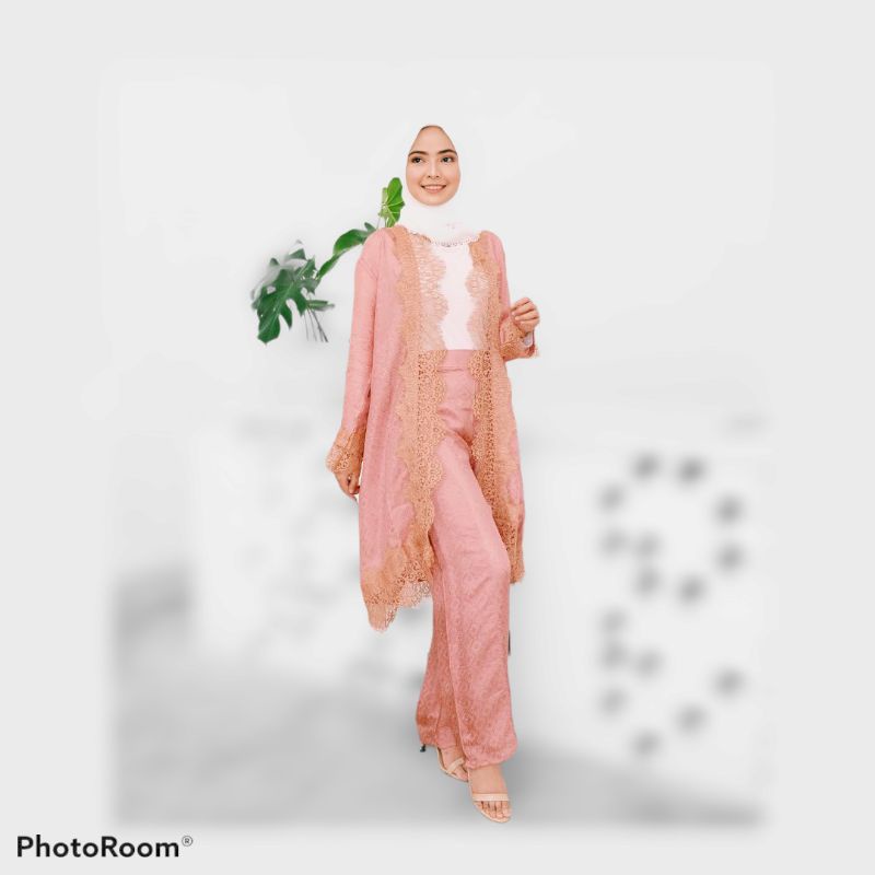 Setelan Pakaian Batik Wanita Viscose Atasan Outer Bawahan Celana Kulot Viskos Modern Polos Jumbo Kon