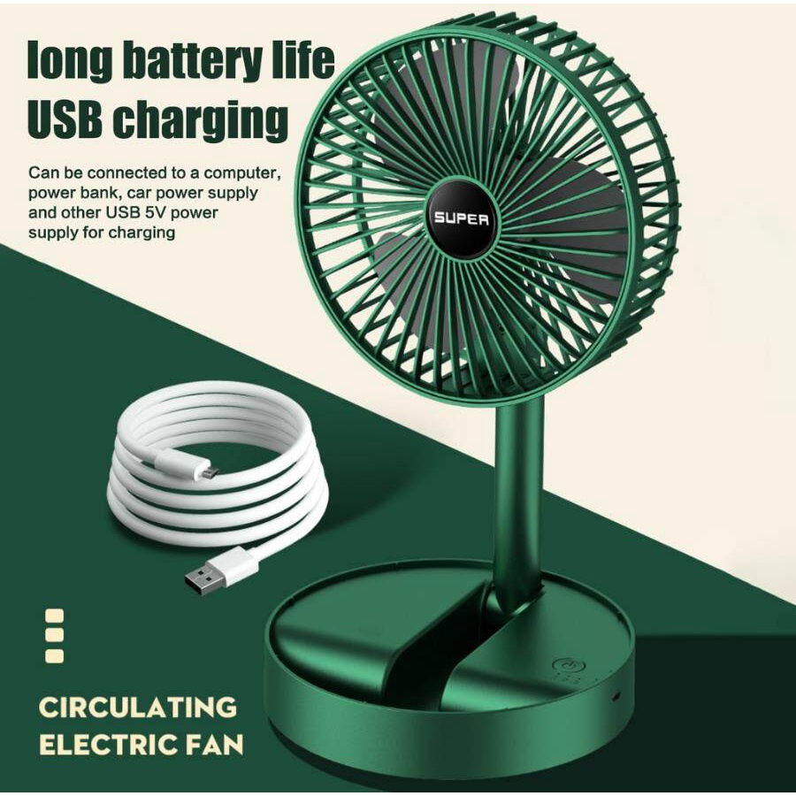 Kipas Angin Portable Mini Lipat Standing Rechargeable Fan