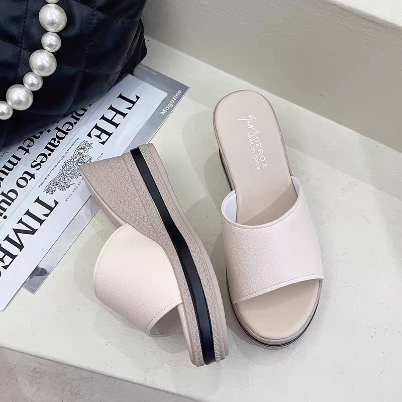 COD Sneakersdaily 572 Sandal Wedges Slip On Hak Tinggi Wanita Import Premium