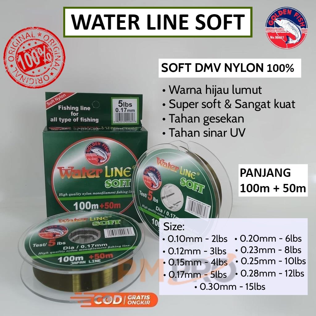Senar Golden Fish Water Line / Waterline Soft Warna Hijau Lumut Panjang 150 Meter Atau Benang Tali K