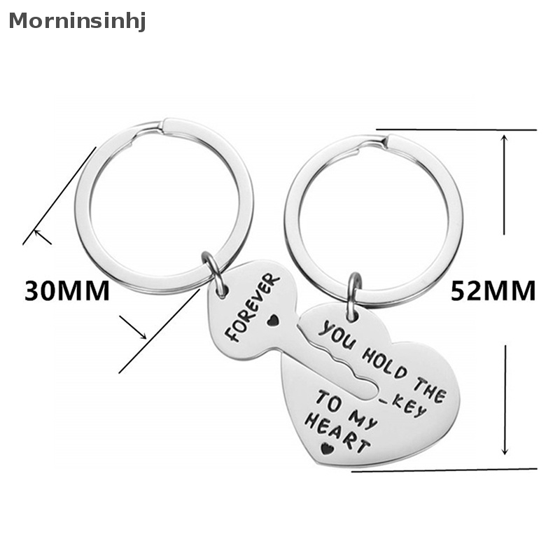 Mornin 1Set Stainless Steel Hadiah Kekasih Pernikahan Nikmat Pasangan Hatiku Gantungan Kunci Fashion Keyring Key Fob id