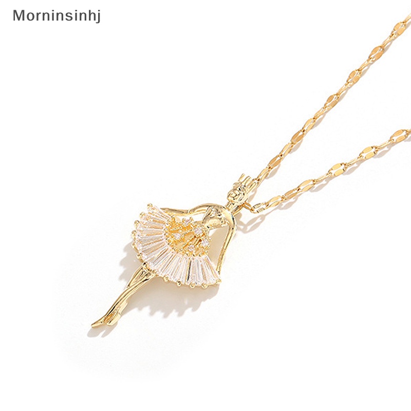 Mornin Manis Elegan Ballerina Gadis Kristal Zirkon Liontin Wanita Kalung id