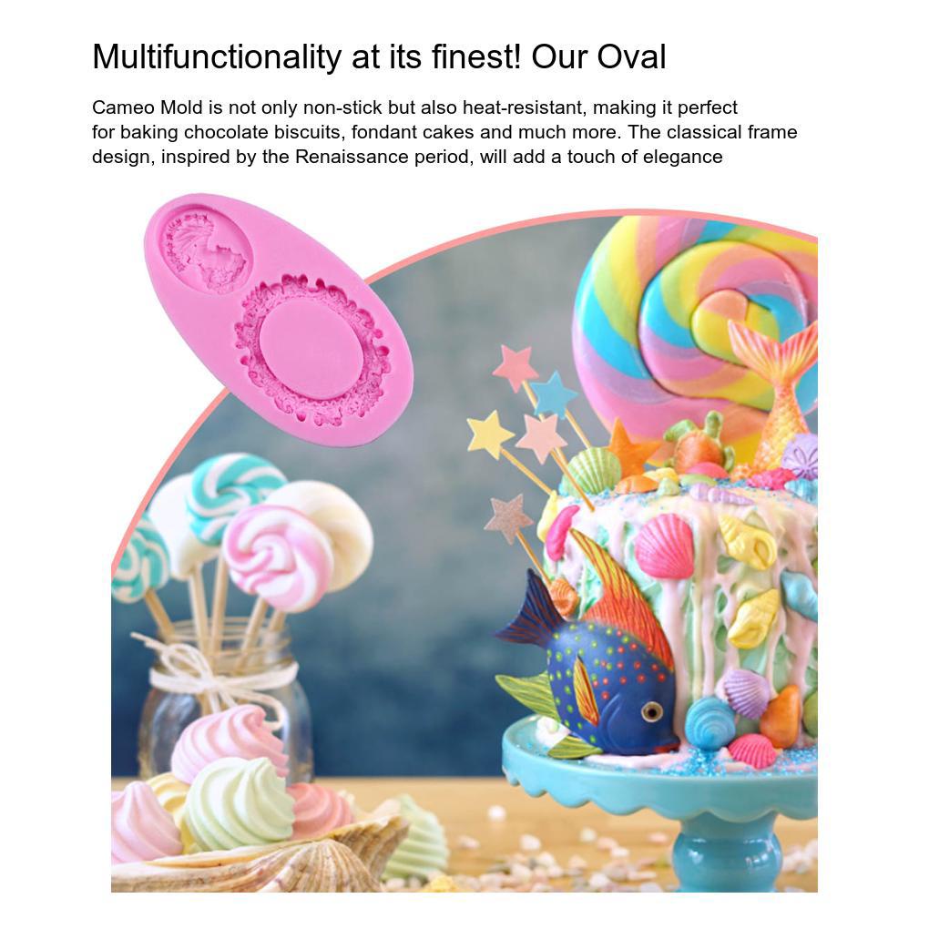 Cameo Fondant Cetakan Bentuk Oval Silikon Bakeware Cermin Alat Dekorasi Kue Gaya Klasik Cetakan Coklat Gadget Dapur