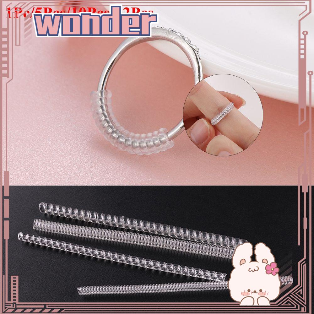 Wonder 1Pc/5Pcs/10Pcs/12Pcs Ring Size Adjuster Pengecil Pengencang Spiral Invisible Baru