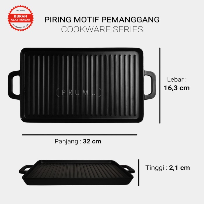 PRUMU Melamin Piring Persegi Panjang 10 inch - Piring Saji - Piring Kotak - Piring Cafe - Piring Restoran - Piring Lauk Golden Dragon P6310A