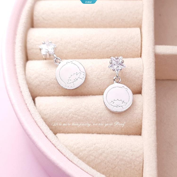 Kawaii Sanrio Little Twin Star Earrings Ear Studs Silver Electroplating Starlight Hiasan Gadis Hadiah Natal Untuk Pacar [ZK]