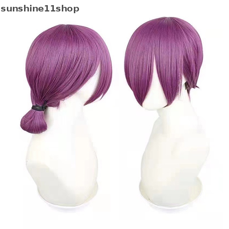 Sho Reze Cosplay Wig Anime Rantai Man Ungu Coklat Ponytail Rambut Pelucas Halloween N