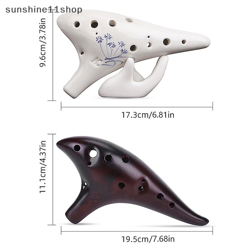 Sho 1Pc Ocarina 12lubang Keramik Alto C Tone Suling Klasik Alat Musik N