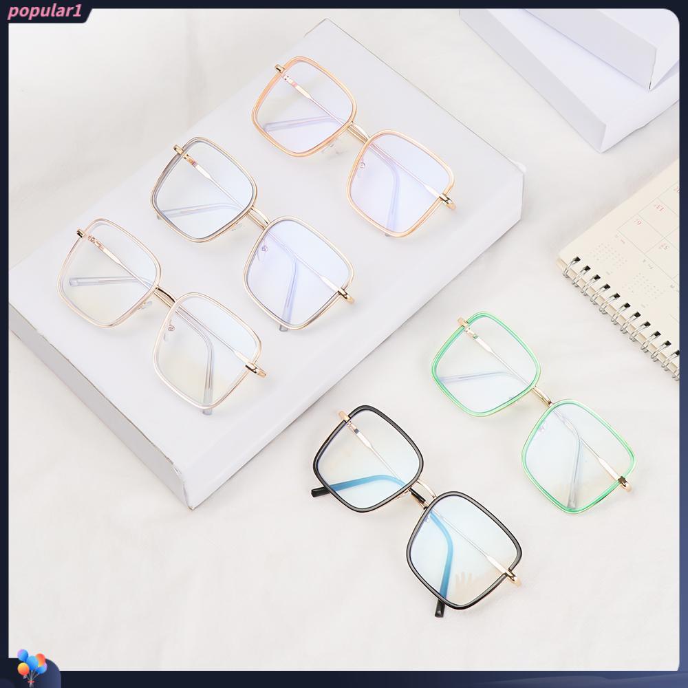 Populer Kacamata Anti Cahaya Biru Cermin Datar Transparan Anti-Cahaya Biru Metal Frame Eyeglasses