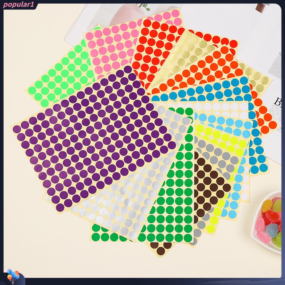 Populer 15lembar Stiker Dot Berwarna Lingkaran Kertas Perlengkapan Kantor Sekolah Perekat Stationery Sticker
