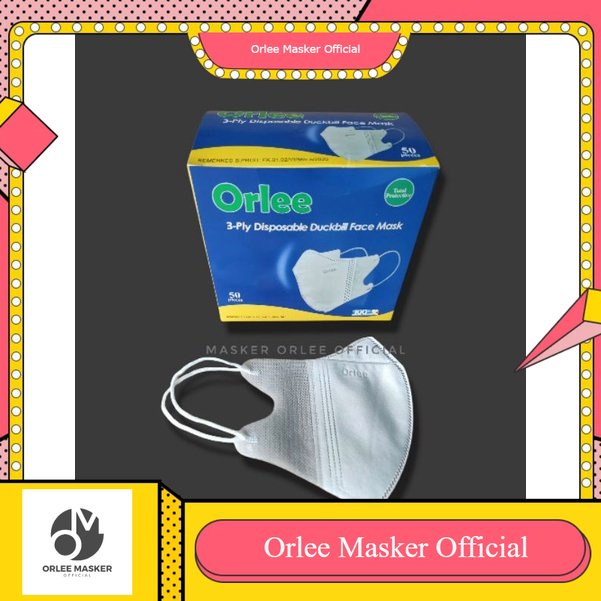 MASKER ORLEE duckbill (50) putih tali hijab/ HEADLOOP