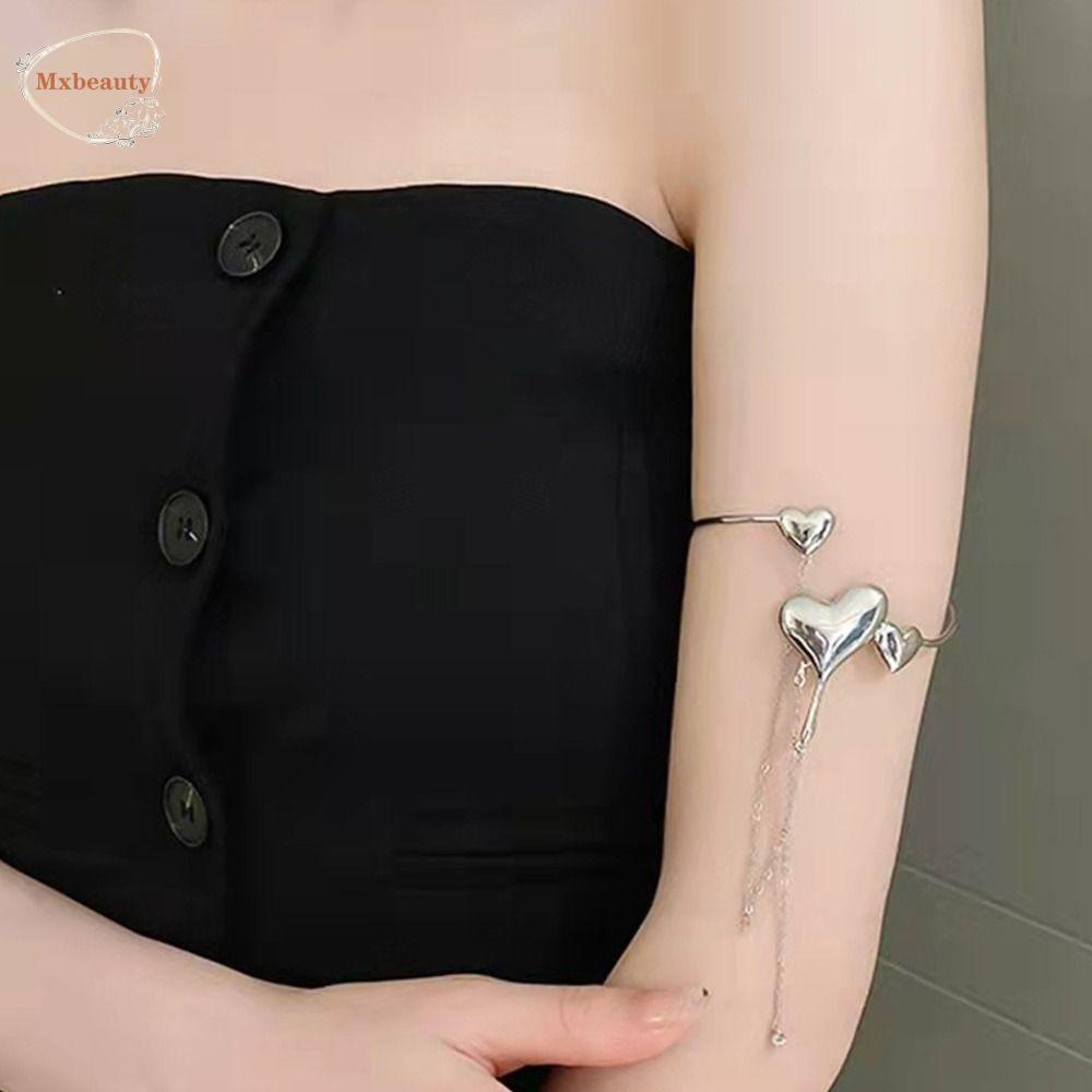 Mxbeauty Wanita Armlet Kepribadian Keren Punk Niche Desain Gadis Hadiah Tembaga Meleleh Jantung Gadis Bangle