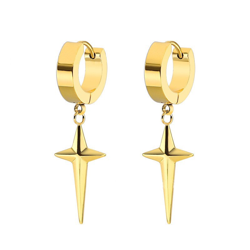 Bintang Sederhana Liontin Drop Anting-Anting Untuk Wanita Pria Trendi Geometris Glossy Hoop Earrings Unisex Perhiasan Hadiah Pesta