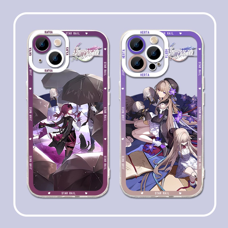 IPHONE Honkai Star Rail Himeko Herta Soft Phone Case Kompatibel Untuk Iphone14 11 13 12 Pro Max Casing XS XR X8 7 6S Plus Mini Kafka Transparan TPU Silikon Shockproof Cover