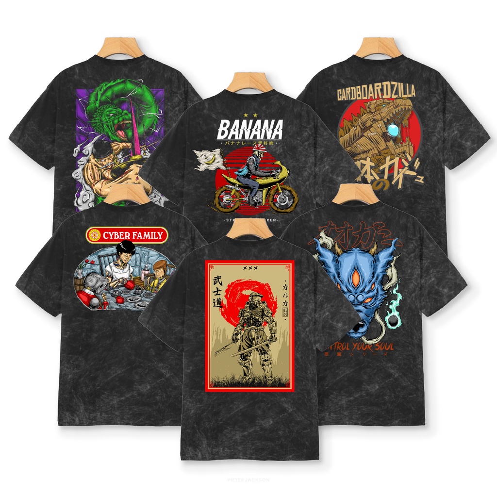 Kaos Distro Snow Wash Lengan Pendek Cowok Cewek Reguler T-Shirt Bahan Katun Adem Depzee Vol 2 - Pieter Jackson Junior