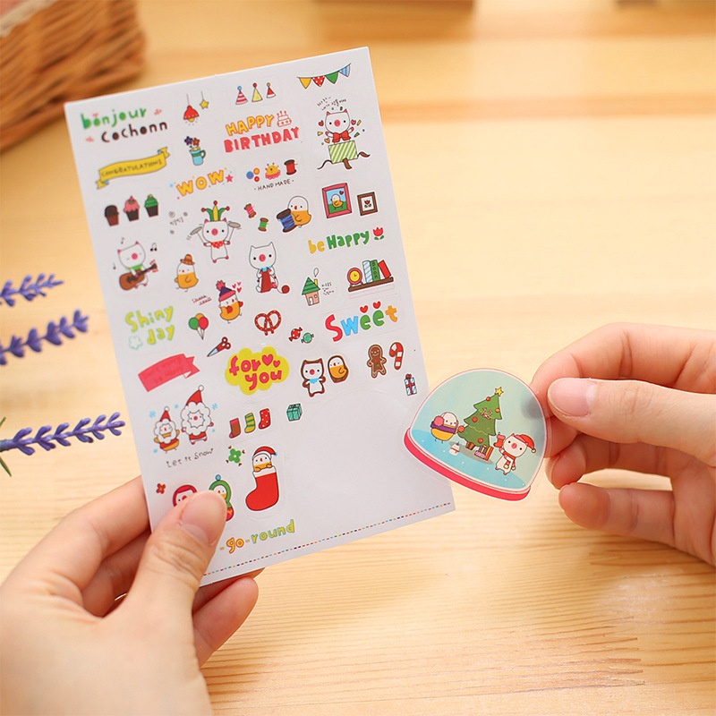 6sheet /set Kartun Hewan Buku Pegangan Dekoratif Stiker DIY Album Foto Diary Buku PVC Self-adhesive Stickers