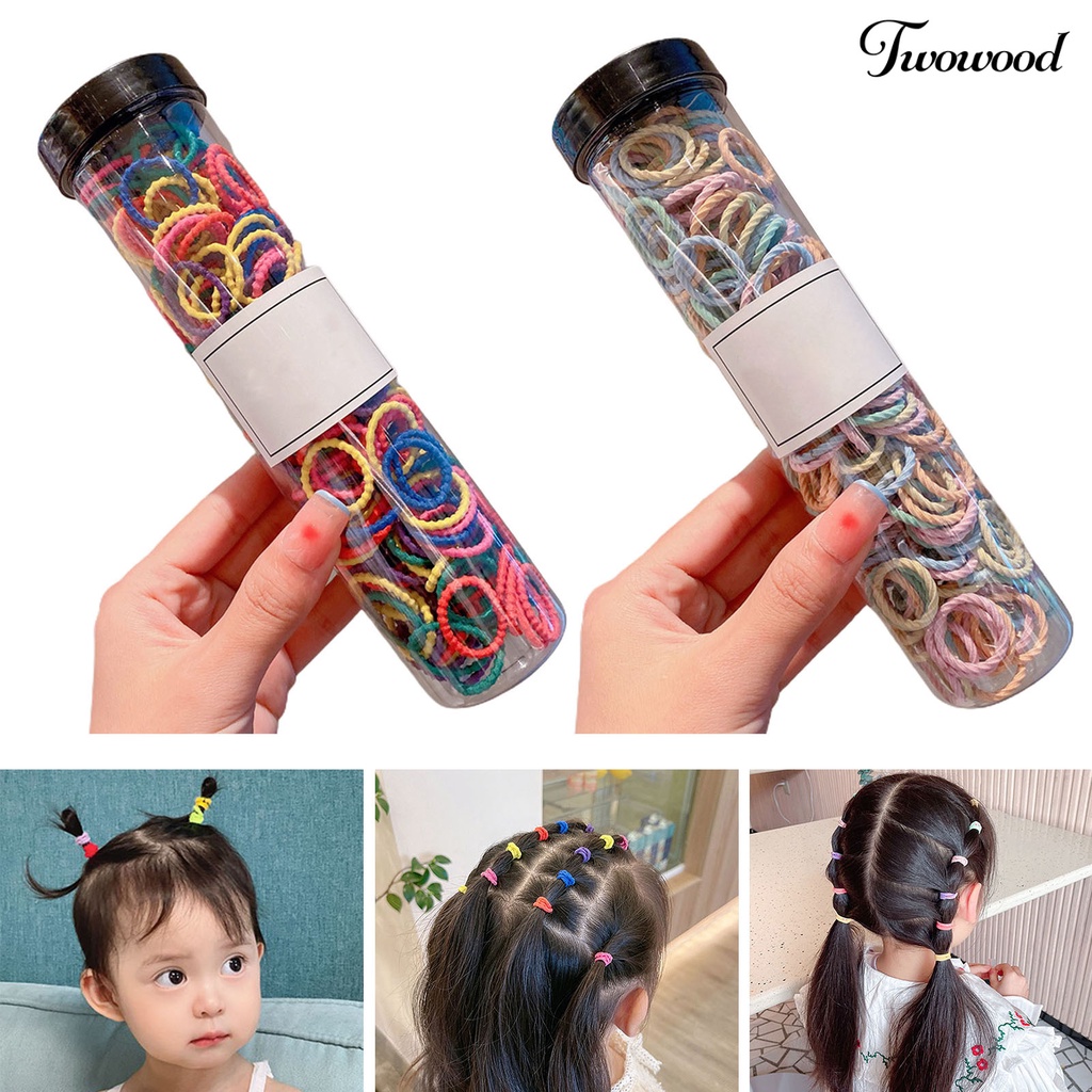 Twowood 300pcs Cincin Rambut Bayi Elastisitas Tinggi Ant-slip Mulus Tidak Melukai Rambut Ponytail Holder Balita Anak Tali Rambut Aksesoris Rambut