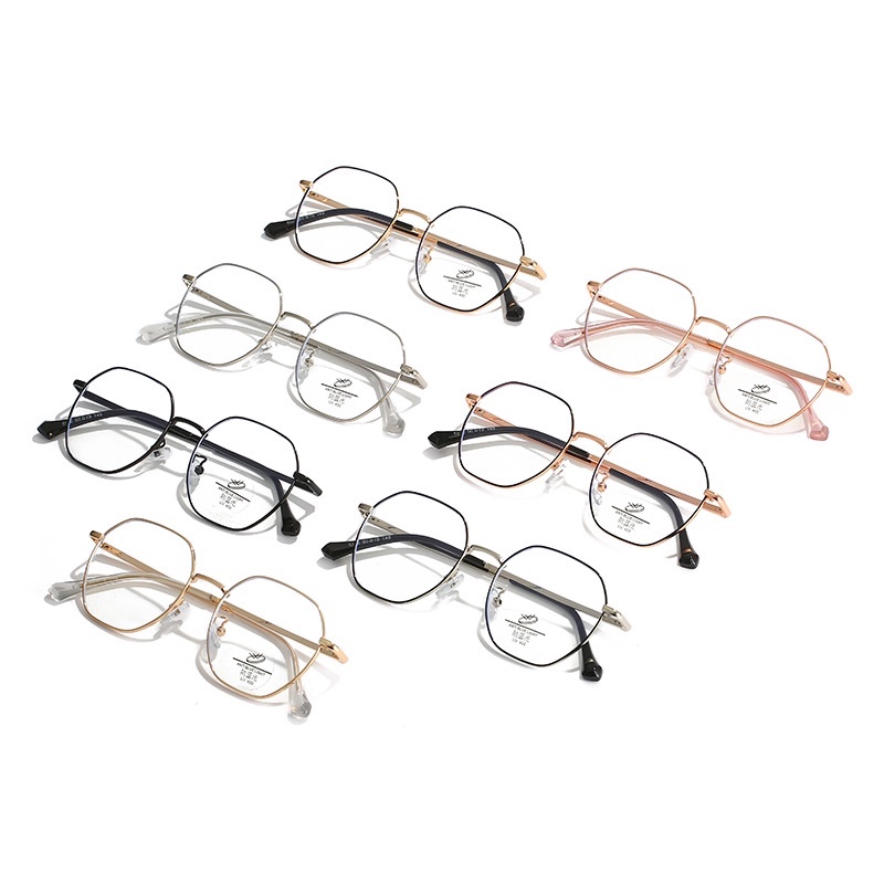 (YUZHU) Western Vintage Fashion Optical Eyeglasses Korean Fashion Anti Blue Light Metal Eyeglasses Unisex