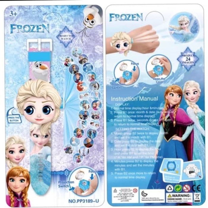 Jam Tangan Proyeksi Frozen / Jam Tangan Proyektor Karakter Frozen - jam elsa kunin