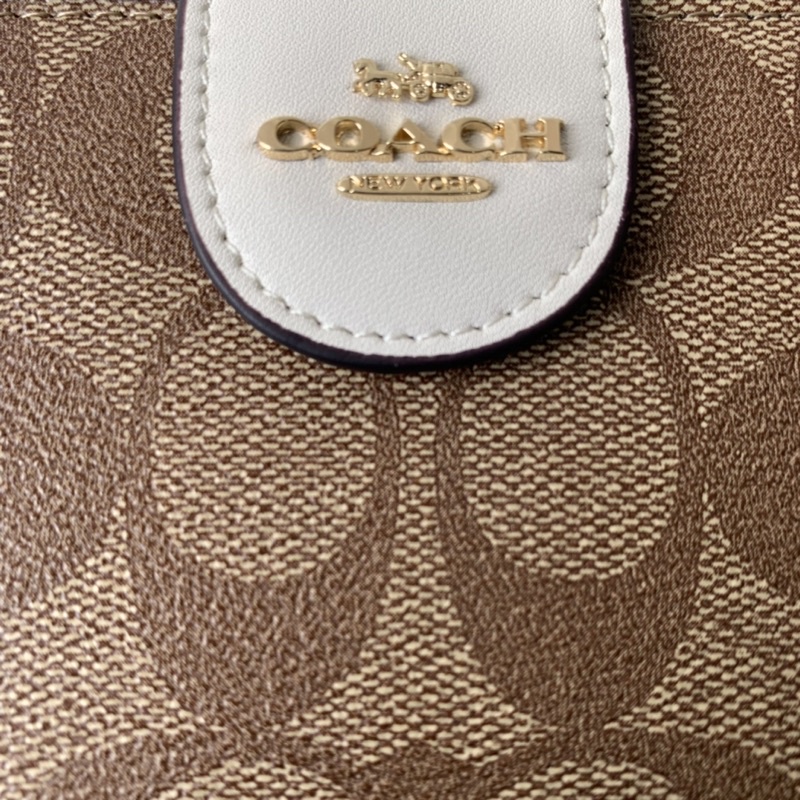 Coach Medium Corner Zip Wallet In Signature Canvas Khaki(C0082)