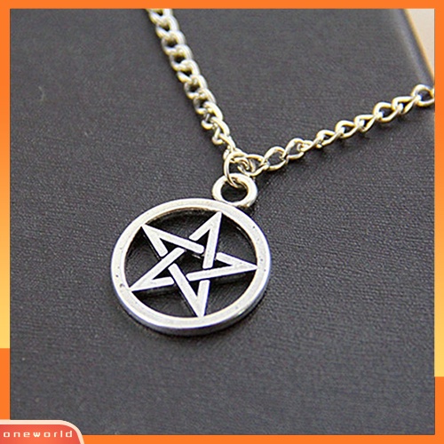 [WOD] 2 Pcs Fashion Unisex Bintang Lingkaran Pentagram Liontin Kalung Pasangan Xmas Hadiah