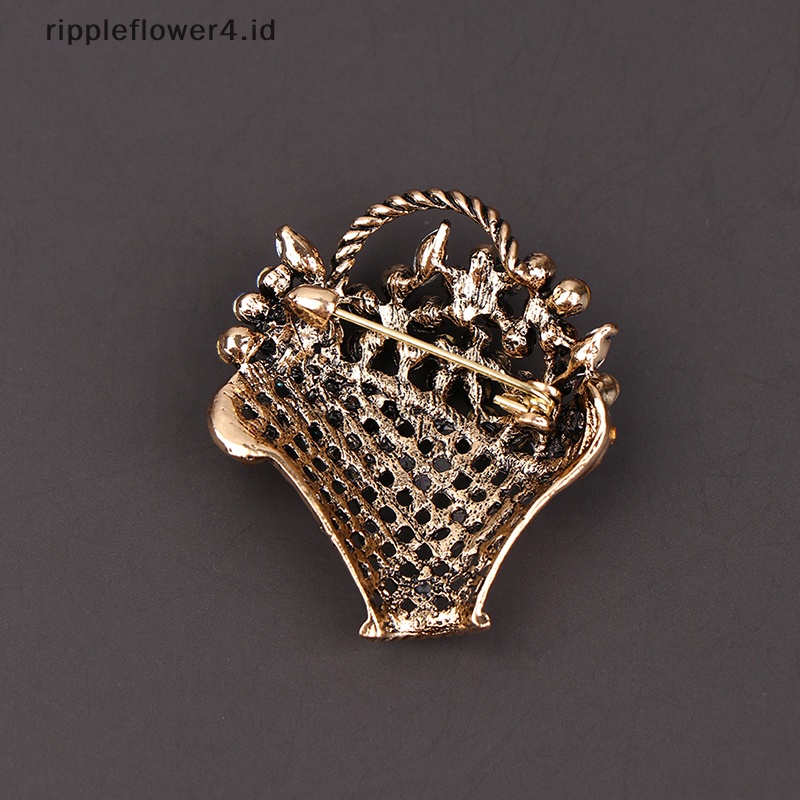 {rippleflower4.id} Berlian Imitasi Bunga Keranjang Bros Vintage Warna-Warni Bros Fashion Perhiasan Mantel Aksesoris Hadiah~