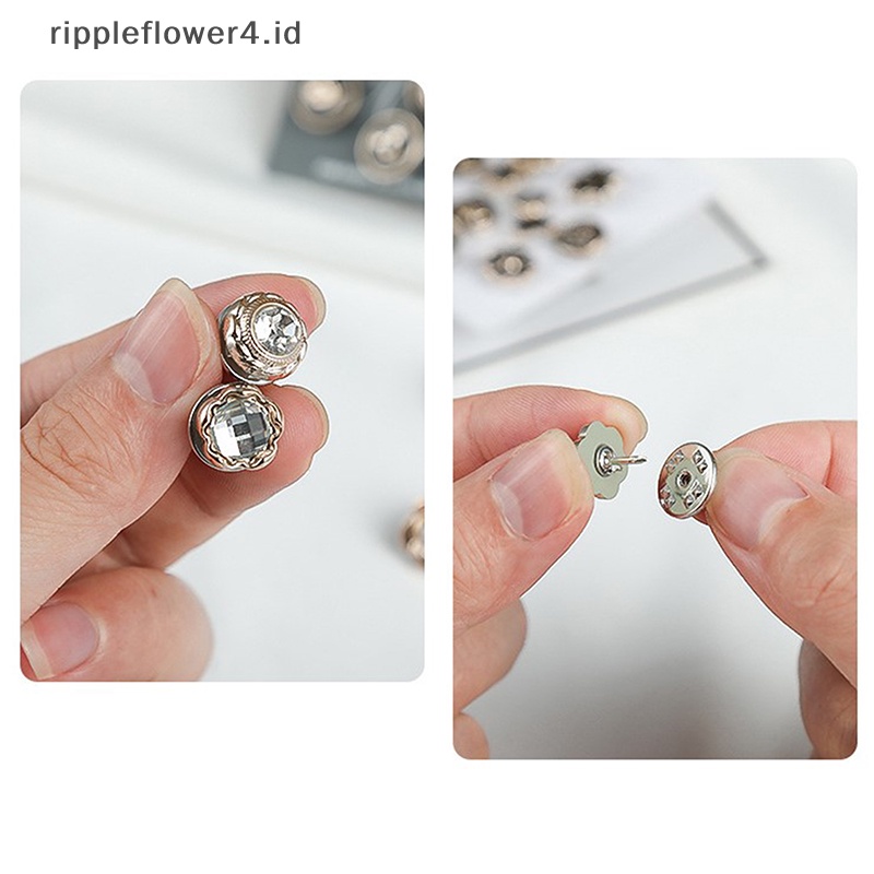 {rippleflower4.id} 10pcs /Set Lucu Praktis Anti-Silau Bros Dress Garis Leher Mutiara Pin Pakaian Fixe~