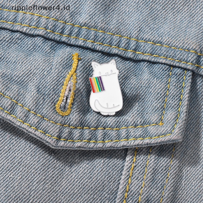 {rippleflower4.id} Anda Aman Dengan Saya Bendera Hujan Kebanggaan Pecinta LGBT Enamel Bros Kerah Pin Untuk Ransel Lencana Hiasan Perhiasan~