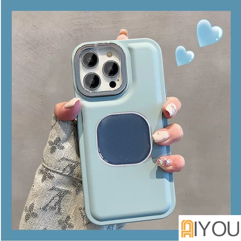 IPHONE Airbag anti Jatuh Fluorescent Candy Color Phone Case Warna Solid Tahan Debu Kompatibel Untuk Iphone14 7 8 plus x xs xr xsmax pro max mini 11 12 13 14 Dengan Tempat Ponsel Persegi