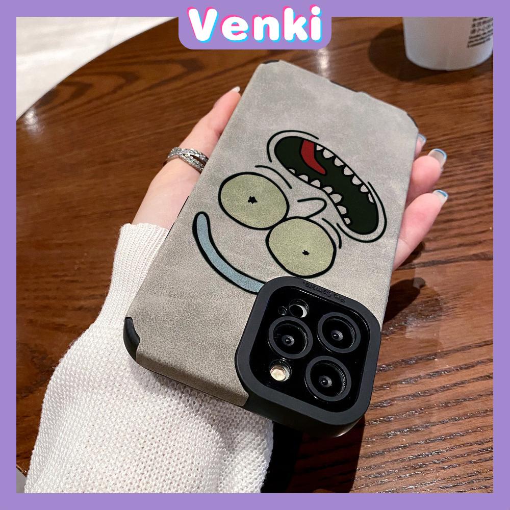 VENKI - Untuk iPhone 11 Casing Ponsel Kulit Dilaminasi Murid Mata Suede Ponsel Case Lembut Shockproof Airbag Case Pelindung Kamera Emoji Lucu Kompatibel dengan iPhone 14 13 Pro max 12 XR