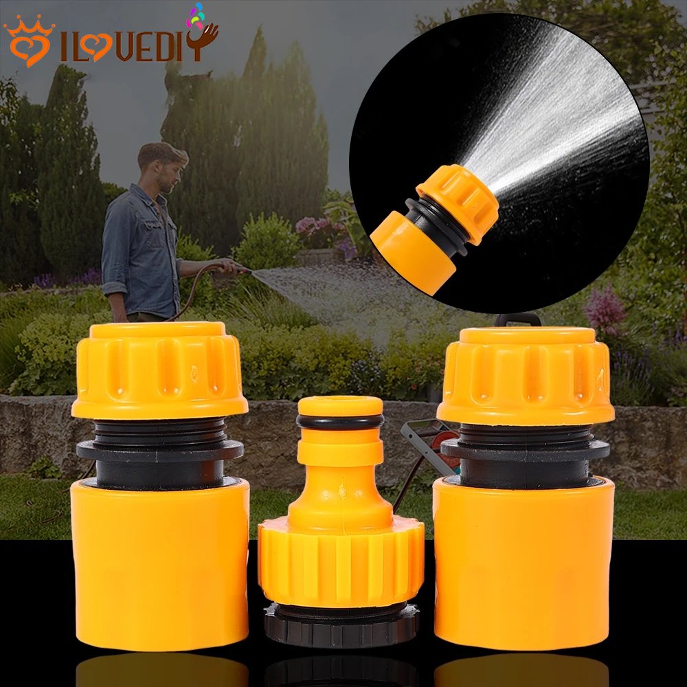 Garden Quick Hose connector 1/2&quot;End Double Male Hose Coupling Joint adapter Extender Set 3pcs (1pc Adaptor tap+2Pcs Konektor) Sambungan Selang Sistem Irigasi Kran Spray Nozzle
