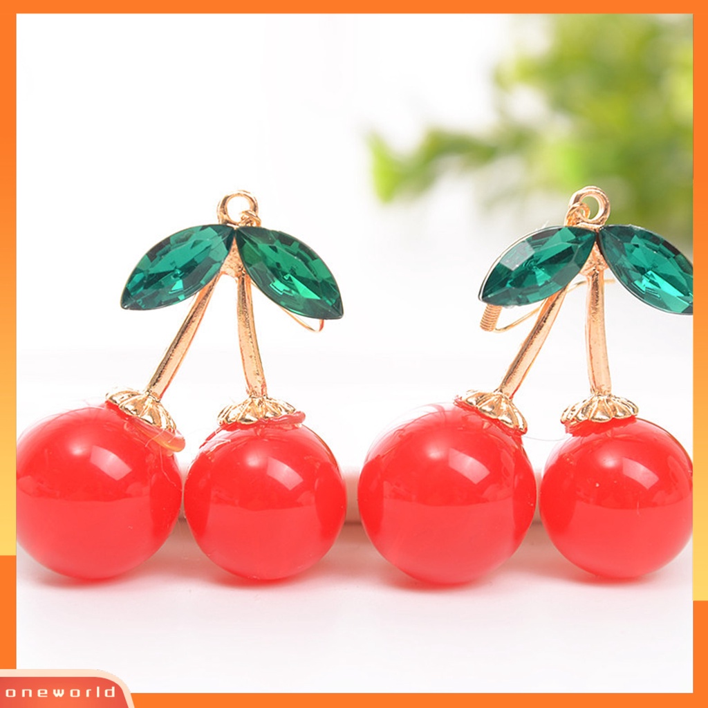 [WOD] 1pasang Anting Kait Perhiasan Cherry Daun Anting Menjuntai Berkilau Tahan Lama Untuk Pakaian Sehari-Hari