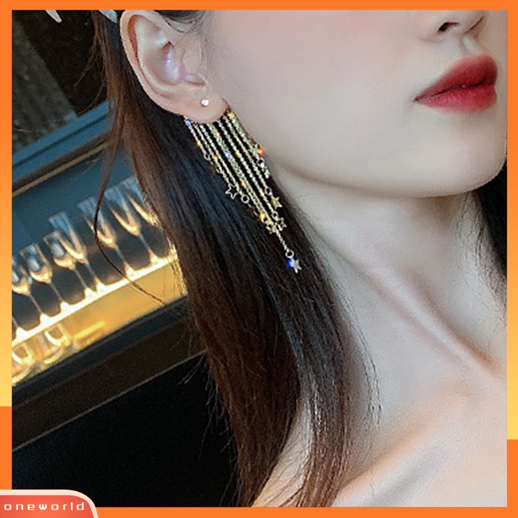 [WOD] 1pasang Anting Tusuk Telinga Berlebihan Hias Geometris Bintang Berujung Lima Drop Earrings Untuk Kehidupan Sehari-Hari