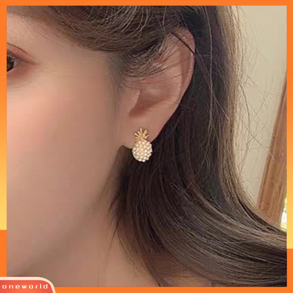 [WOD] 2pcs Anting Stud Indah Retro Metal Bentuk Nanas Ear Stud Untuk Pesta