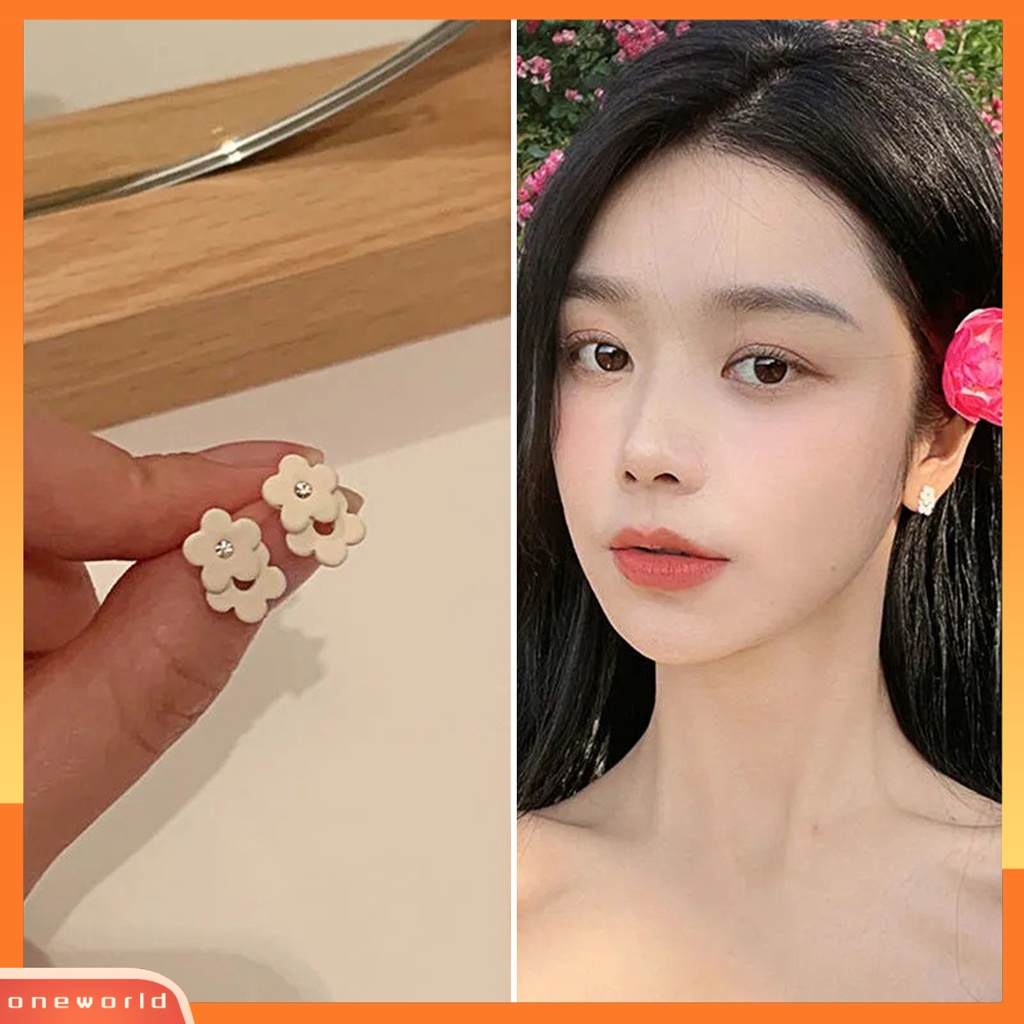 [WOD] 1pasang Wanita Anting Bunga Mutiara Imitasi Perhiasan Vintage Bow-knot Stud Earrings Perhiasan Hadiah