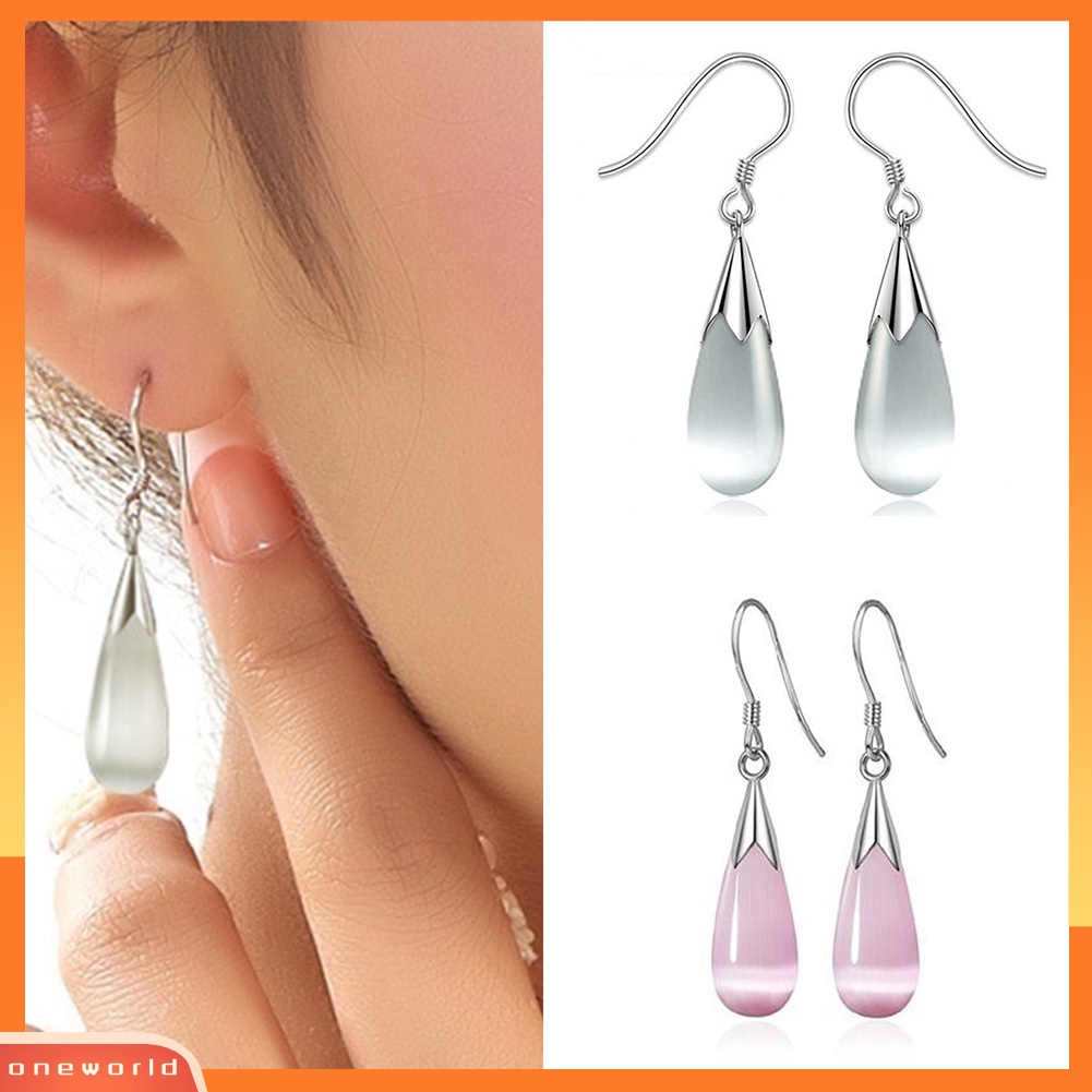 [WOD] Fashion Opal Waterdrop Anting Kait Bunga Daun Anting Perhiasan Untuk Wanita Hadiah