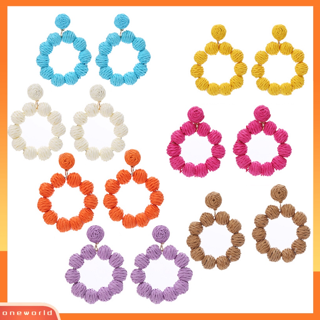 [WOD] 1pasang Anting Drop Bulat Gaya Liburan Perhiasan Bohemian Geometris Menjuntai Anting Untuk Liburan