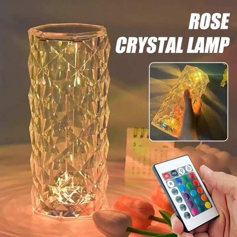 LAMPU MEJA CRYSTAL DIAMOND ROSE LIGHT TABLE LAMP 16 WARNA RGB