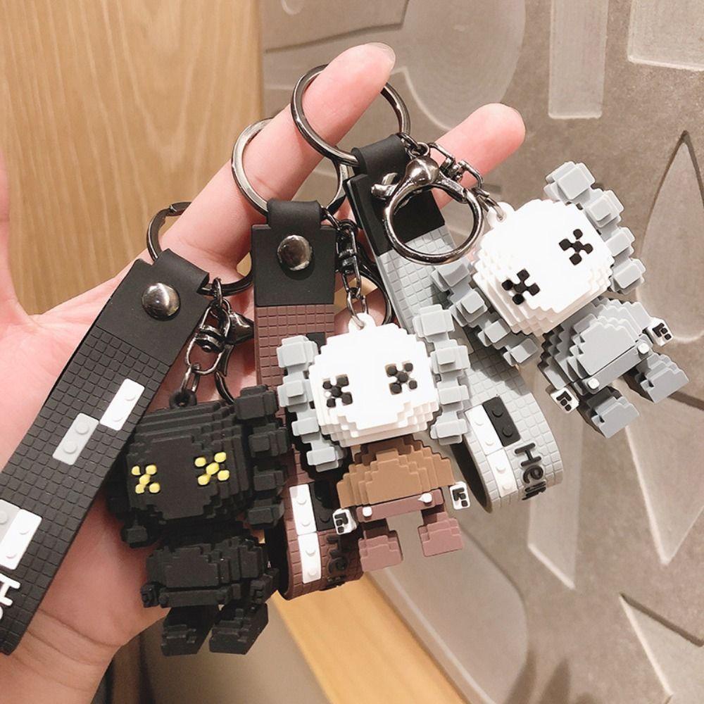 Needway Beruang Kekerasan Gantungan Kunci Kreatif Kawaii Aksesoris Liontin Ornamen Perhiasan Blok Bangunan Keyring