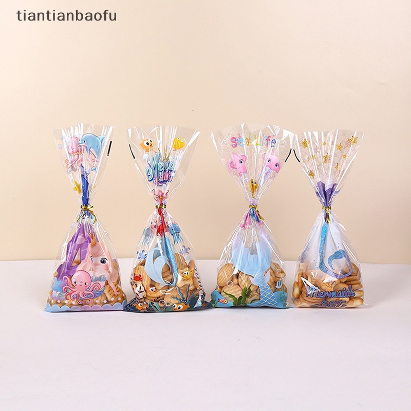 [tiantianbaofu] 50 Pcs Tas Hadiah Dengan Dasi Kabel Permen Biskuit Packing Bags Mengobati Baking Bags Butik