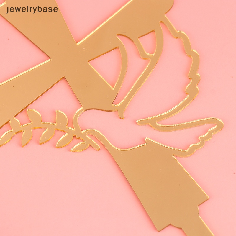 [jewelrybase] 1pc Baptist Cross Cake Topper Anak Merpati IHS Ekaristi Akrilik Topper Kue Butik