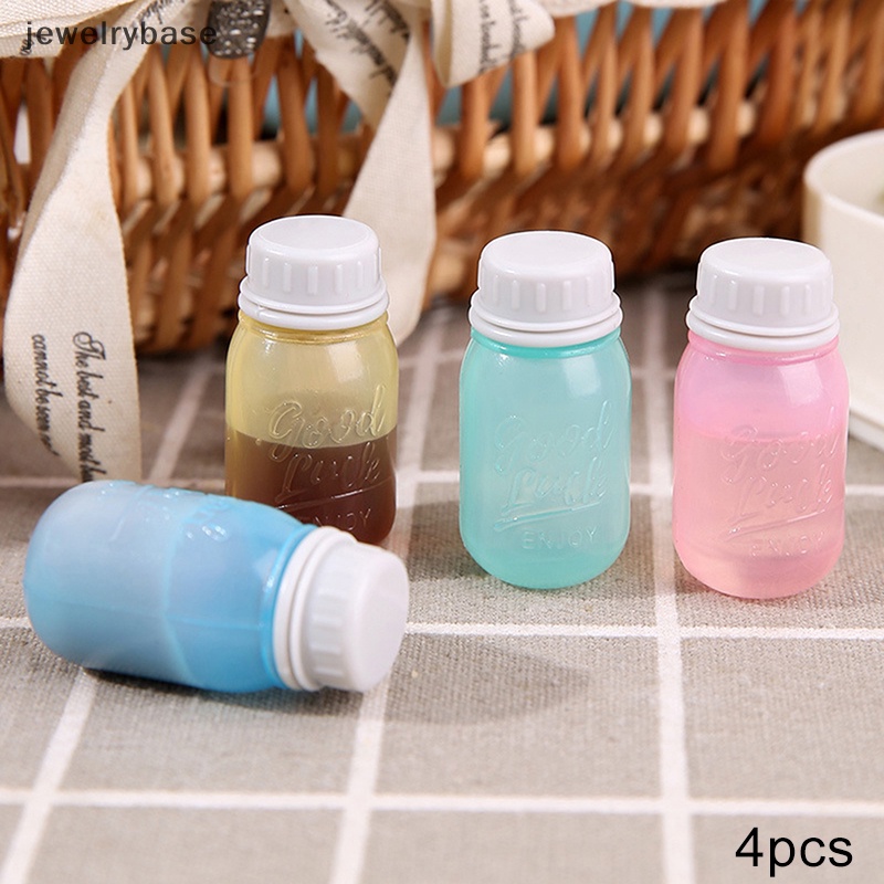 [jewelrybase] 4pcs Kotak Bumbu Saus Mini Barbekyu Dapur Botol Transparan Dengan Tutup Toples Butik