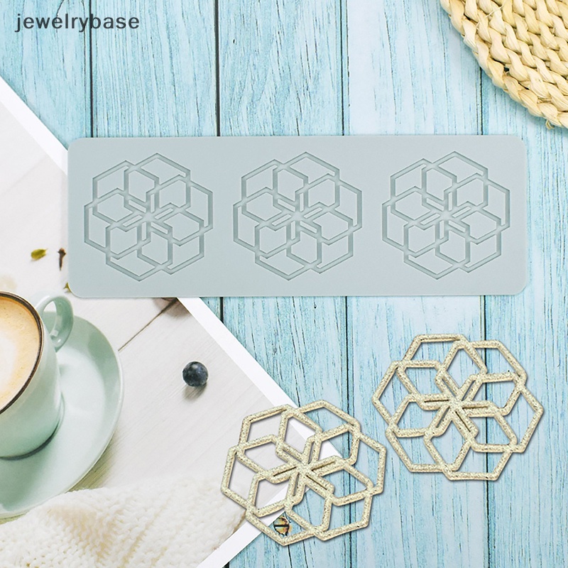 [jewelrybase] 1pc Pola Geometri Kreatif Silikon Kue Renda Cetakan Kue Decorag Alat Butik